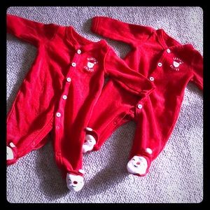 Twin Newborn Carter’s Santa Little Helper Onesies